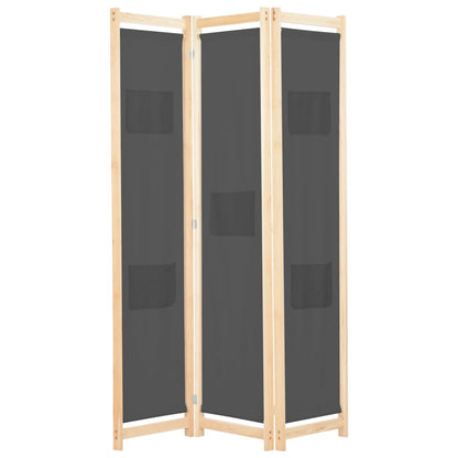 3-Panel Room Divider Grey 120x170x4 cm Fabric