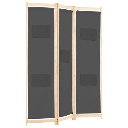 3-Panel Room Divider Grey 120x170x4 cm Fabric