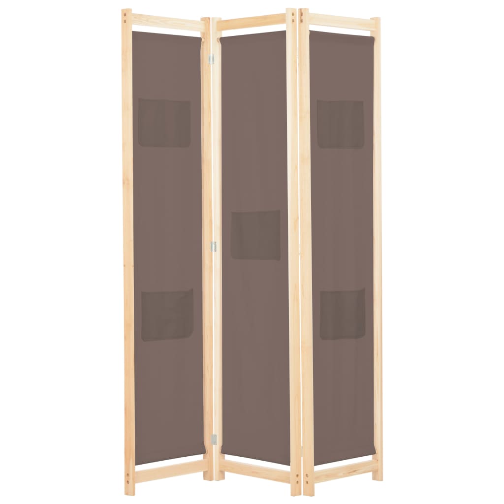 3-Panel Room Divider Brown 120x170x4 cm Fabric