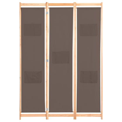 3-Panel Room Divider Brown 120x170x4 cm Fabric