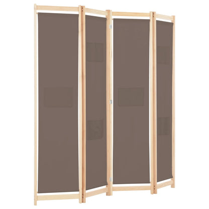 4-Panel Room Divider Brown 160x170x4 cm Fabric