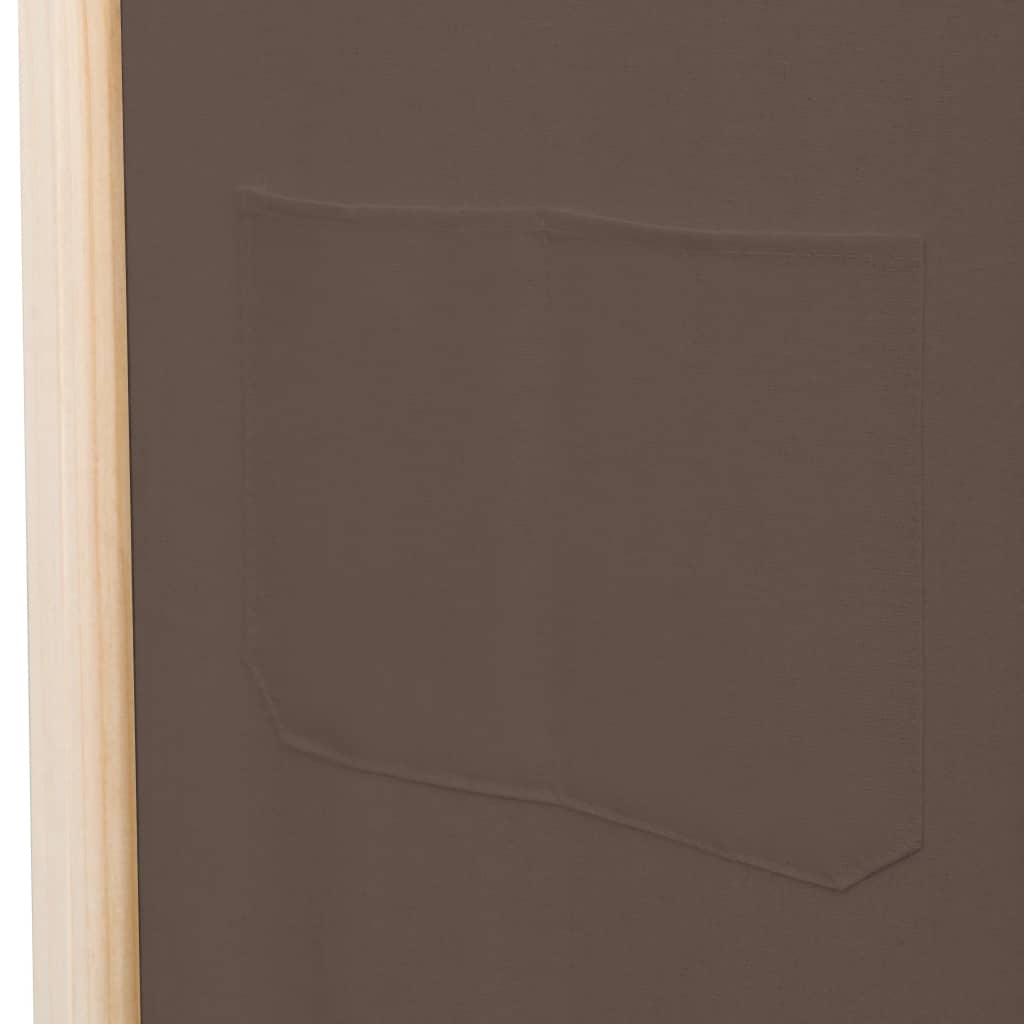 5-Panel Room Divider Brown 200x170x4 cm Fabric