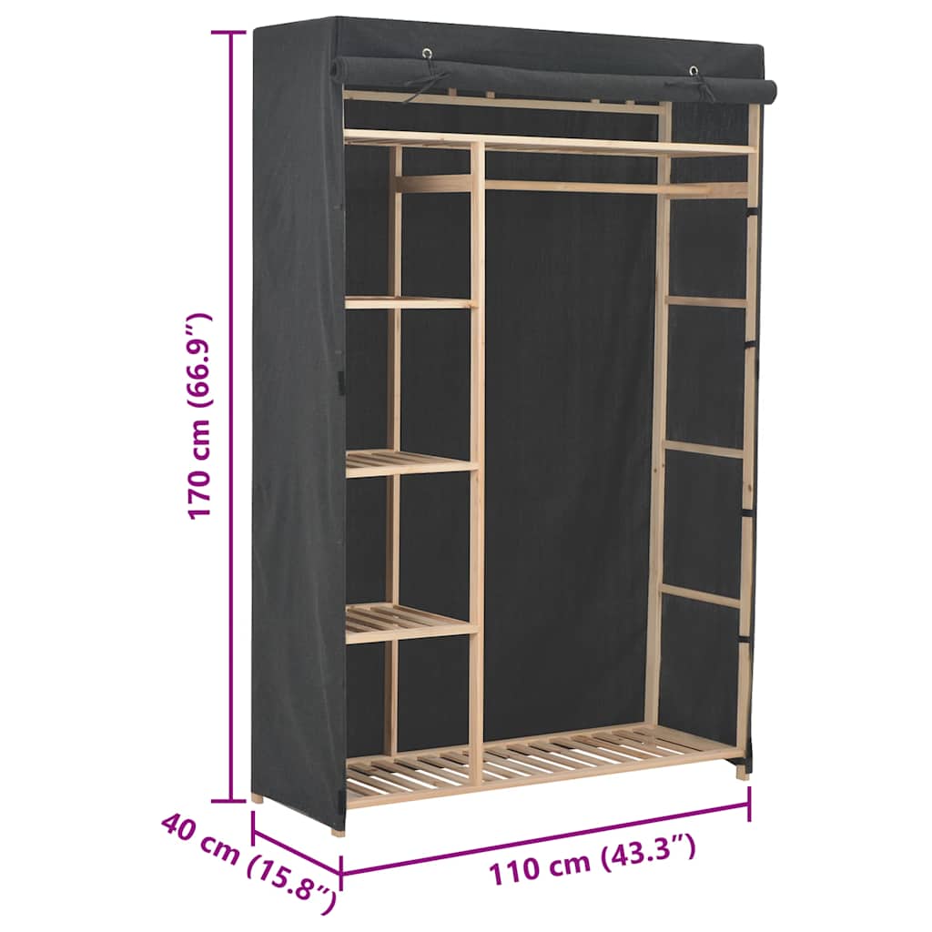 Wardrobe Grey 110x40x170 cm Fabric