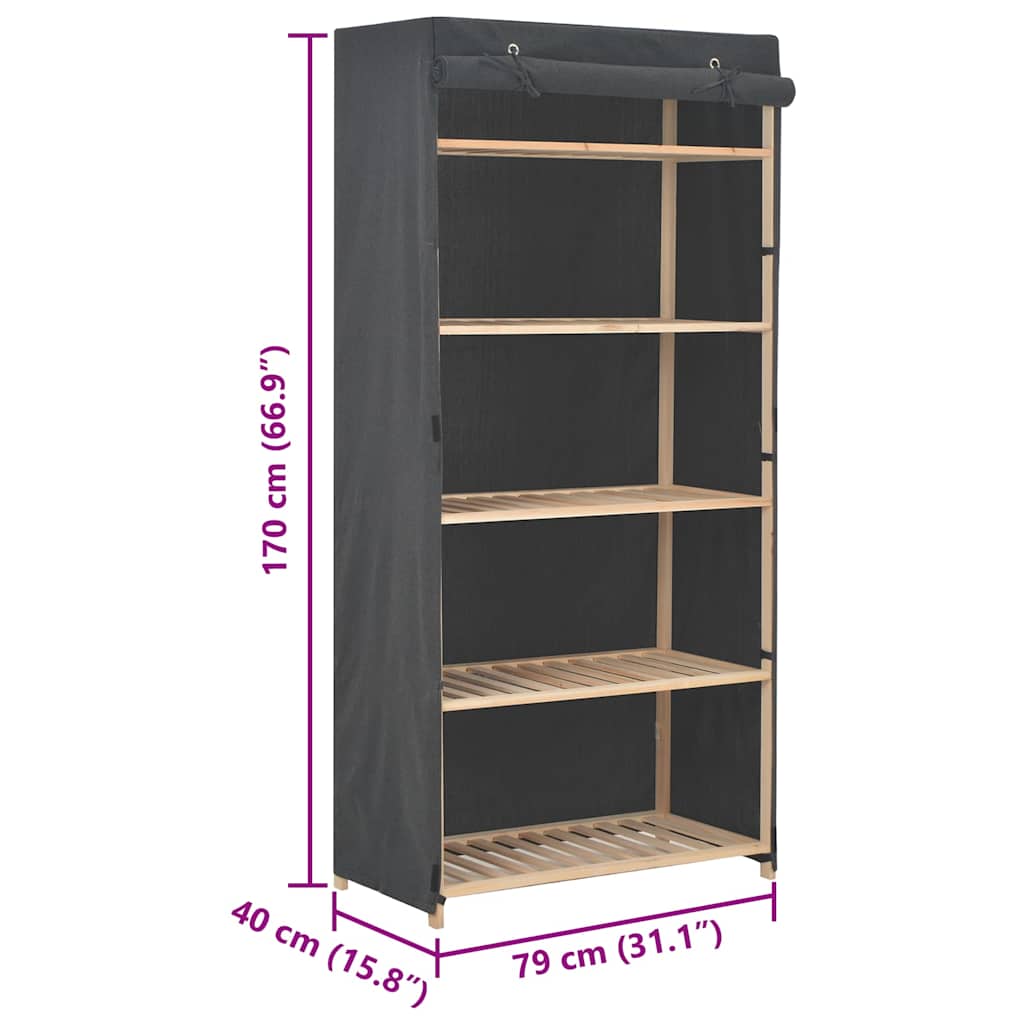 Wardrobe Grey 79x40x170 cm Fabric