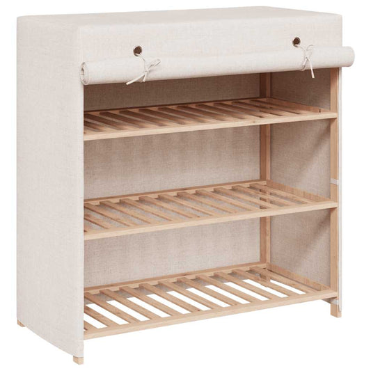 Shoe Cabinet | White | Fabric and solid fir wood | Medium | Lightweight