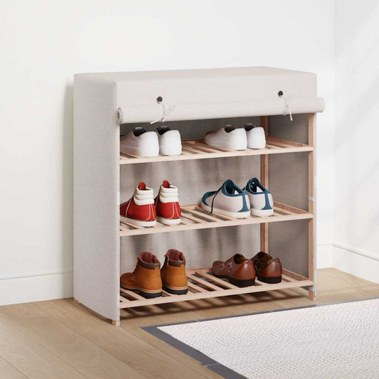 Shoe Cabinet | White | Fabric and solid fir wood | Medium | Lightweight