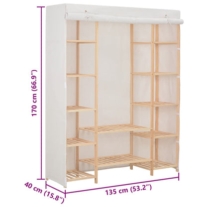 Wardrobe White 135x40x170 cm Fabric