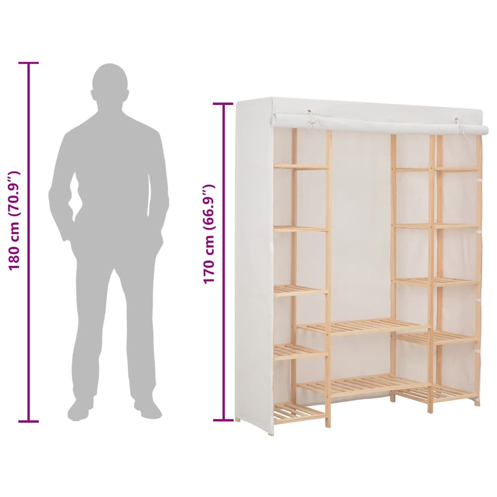 Wardrobe White 135x40x170 cm Fabric