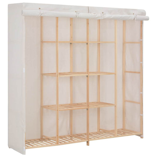 Wardrobe | White | Cotton and Polyester fabric, Solid fir wood