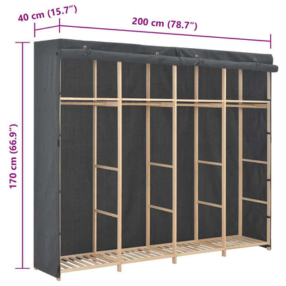 Wardrobe Grey 200x40x170 cm Fabric