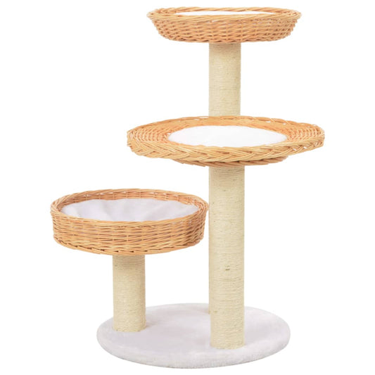 Cat Tree | Natural | Willow, Soft Plush, Sisal Rope | Medium