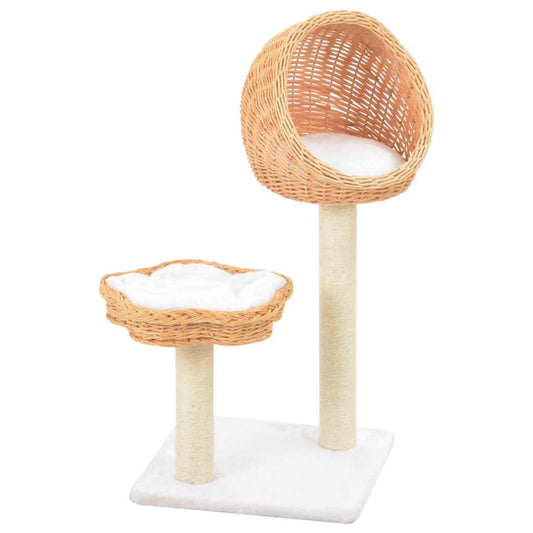 Cat Tree | Natural | Willow, Soft plush, Sisal rope | Medium