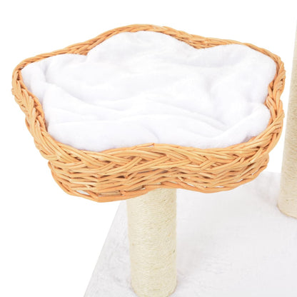 Cat Tree with Sisal Scratching Post Natural Willow Wood