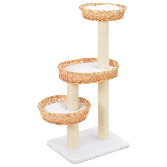 Cat Tree | Natural | Willow, Sisal, Plush | Medium | Nice Look | Cat Tree