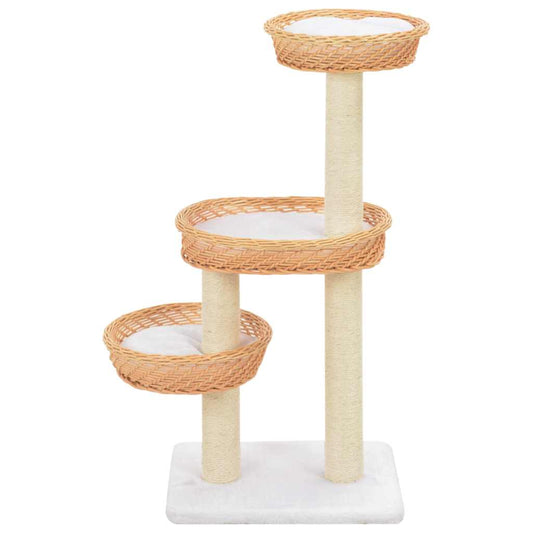 Cat Tree | Natural | Willow, Sisal, Plush | Medium | Nice Look | Cat Tree
