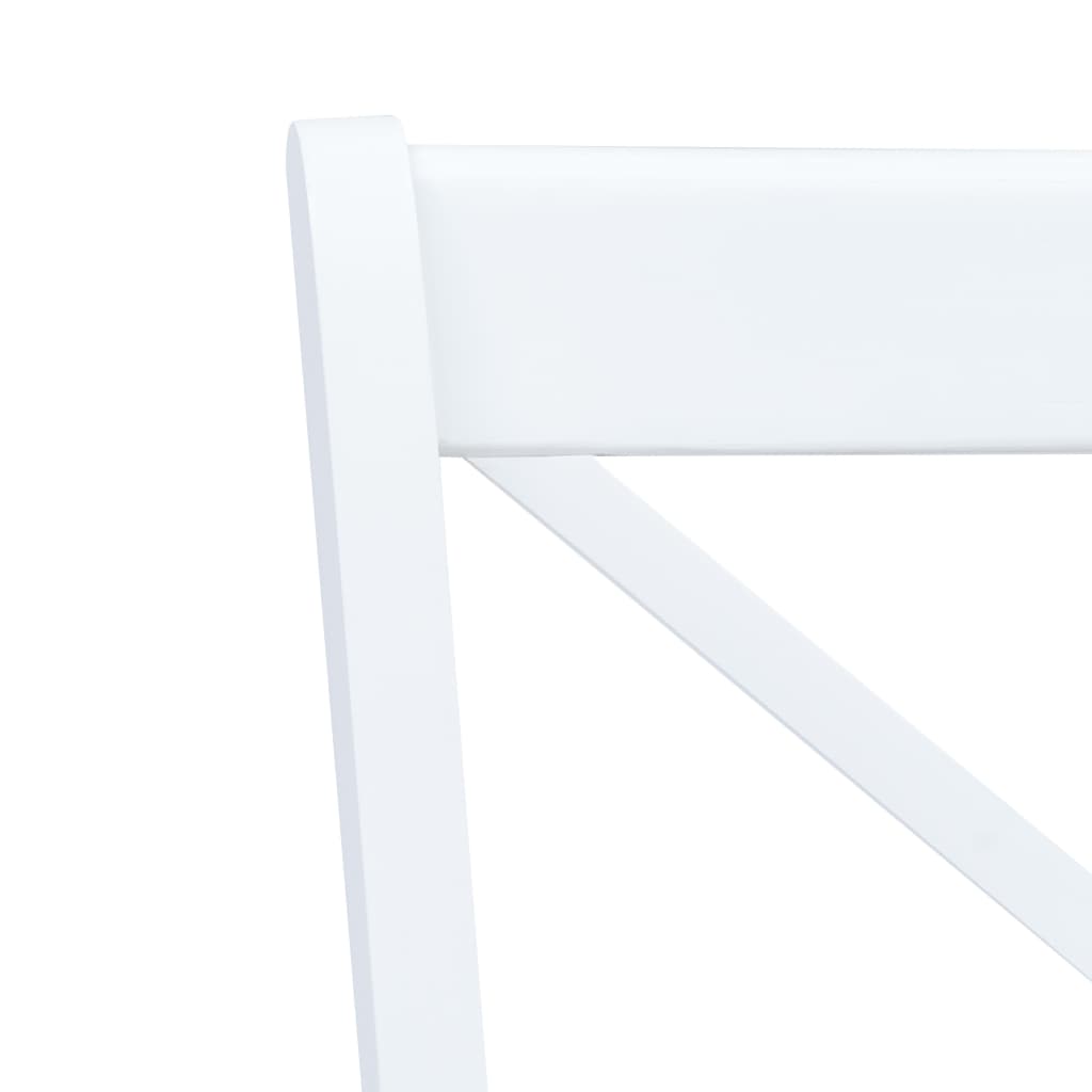 Dining Chair | Set of 4 | White and Natural Wood | Solid rubber wood