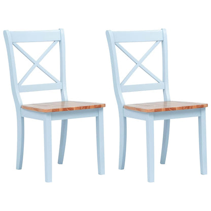 Dining Chairs 2 pcs Grey and Natural Solid Rubber Wood