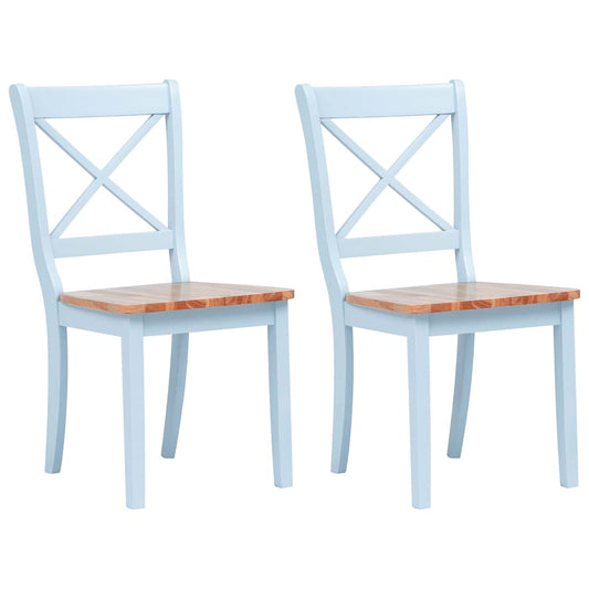 Dining Chairs 2 pcs Grey and Natural Solid Rubber Wood