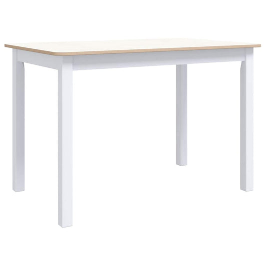 247363 vidaXL Dining Table White and Brown 114x71x75 cm Solid Rubber Wood