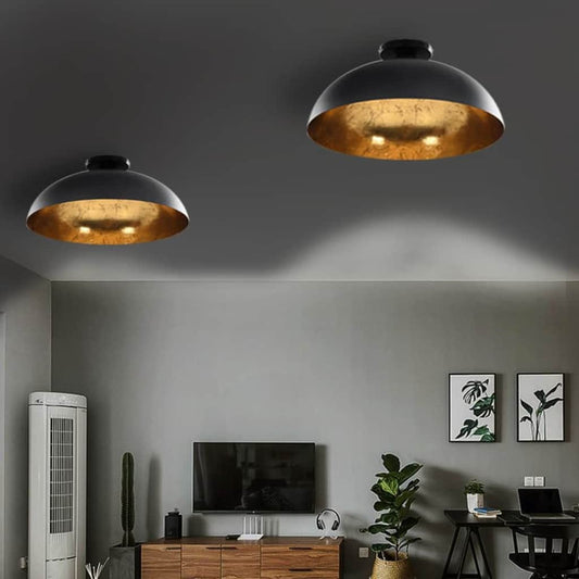 Ceiling Lamp | Set of 2 | Black and gold | Metal | Medium | Sleek