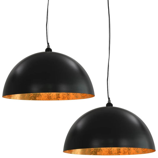 Ceiling Lamp | Set of 2 | Black and gold | Metal | Large