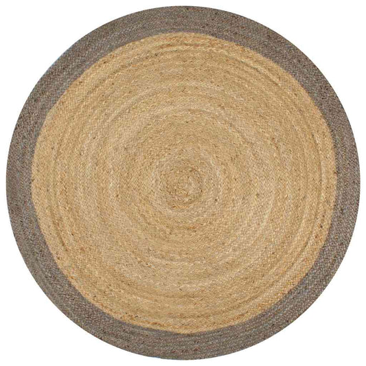 Area Rug | Natural and grey | Braided jute | 150 cm diameter | Durable