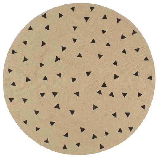 Area Rug | Natural and black | Jute | Medium | Decorative Inlays