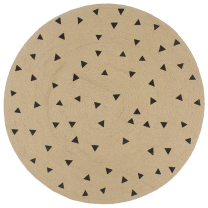 Handmade Rug Jute with Triangle Print 150 cm