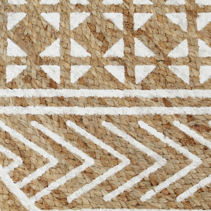 Handmade Rug Jute with White Print 120 cm