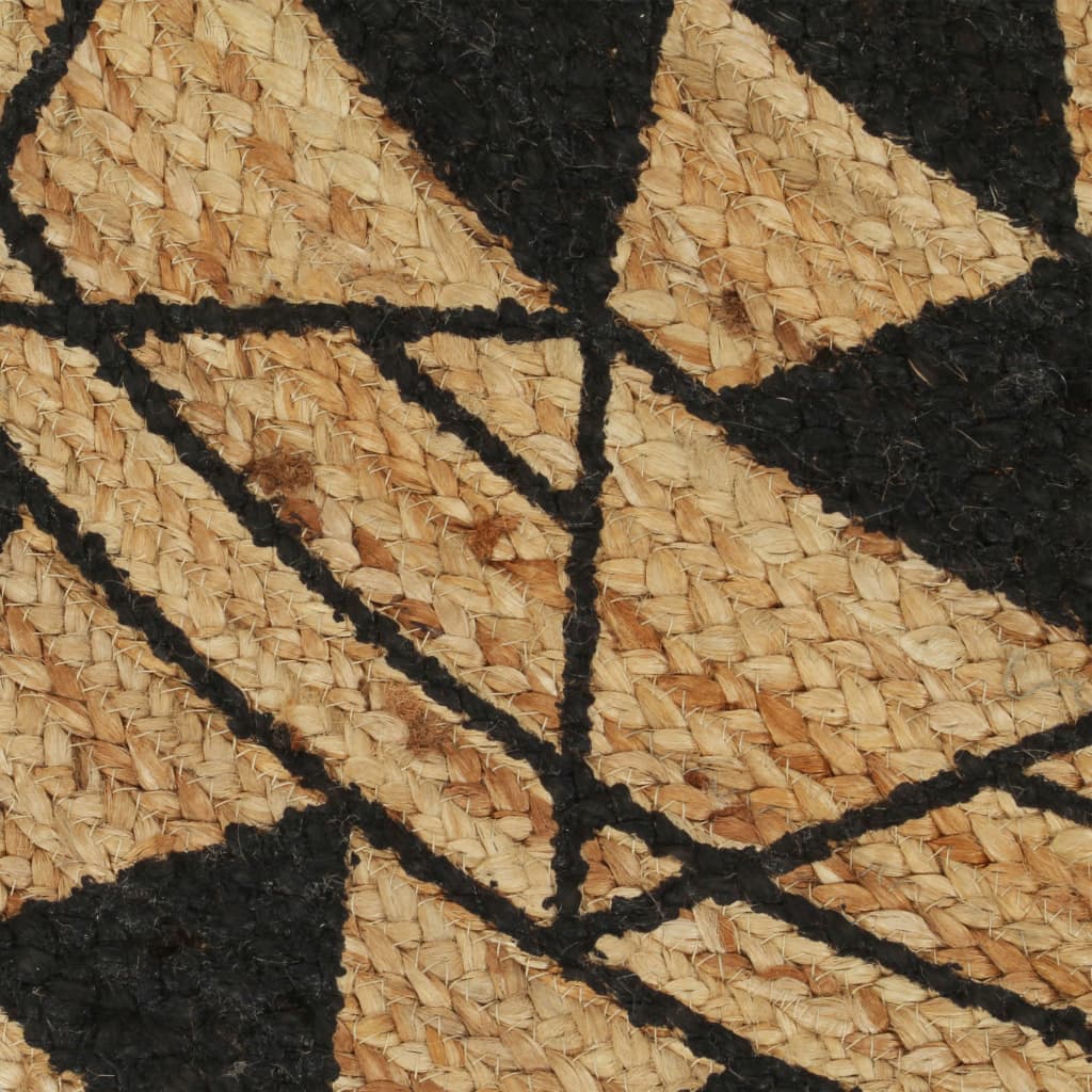 Handmade Rug Jute with Black Print 90 cm