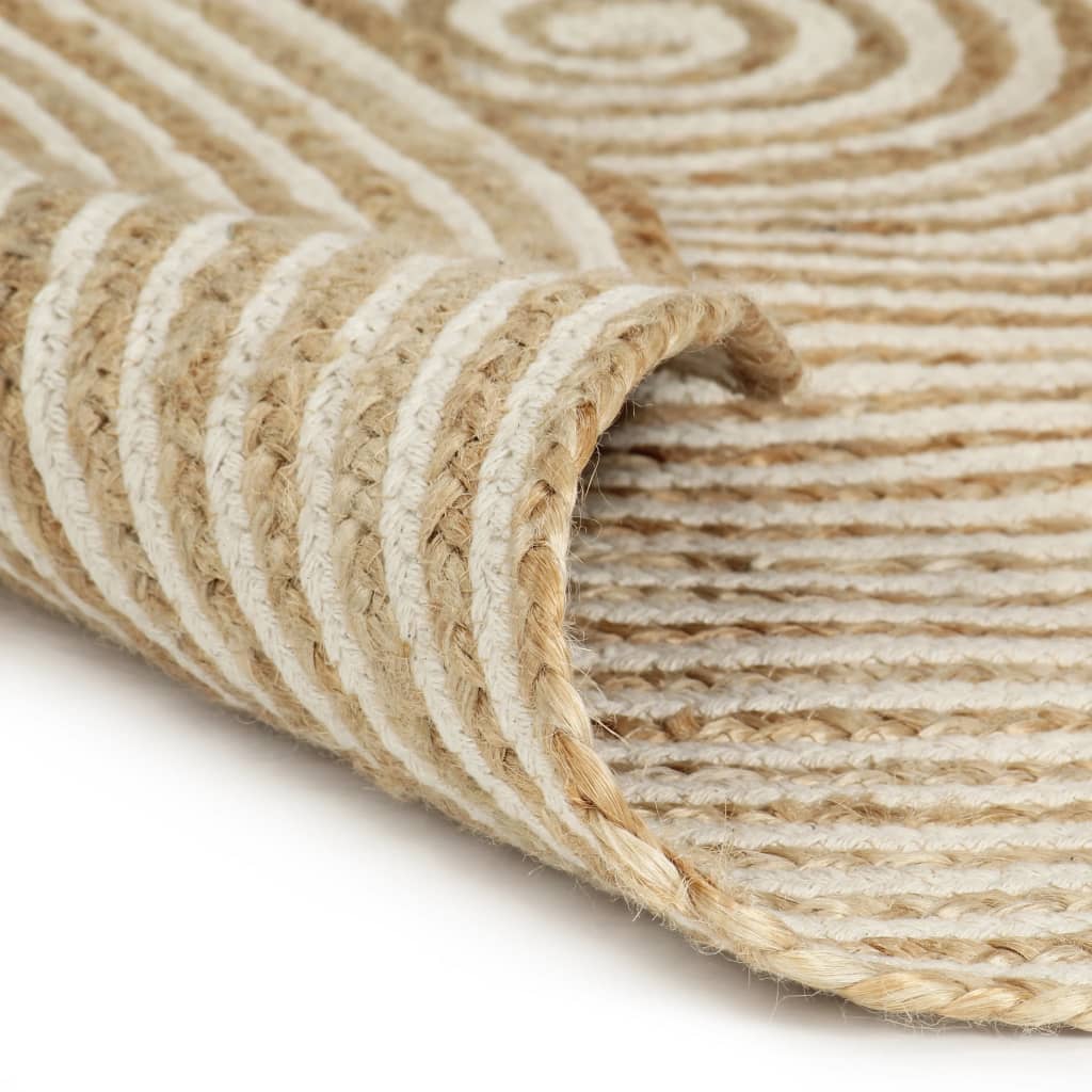 Handmade Rug Jute with Spiral Design White 150 cm
