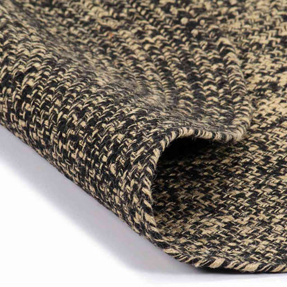 Area Rug | Black and natural | Jute and cotton | 90 cm diameter | Durable