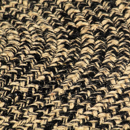 Area Rug | Black and natural | Jute and cotton | 90 cm diameter | Durable