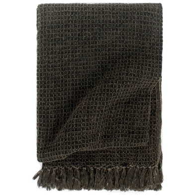 Throw Cotton 125x150 cm Anthracite/Brown