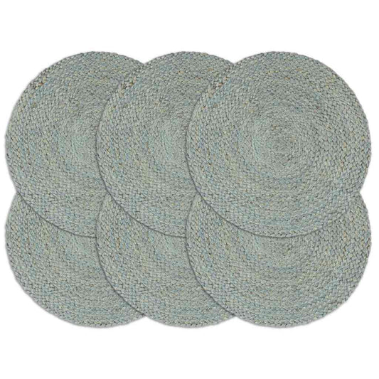 Placemats 6 pcs Plain Olive Green 38 cm Round Jute