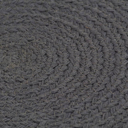 Placemats 6 pcs Plain Dark Grey 38 cm Round Cotton