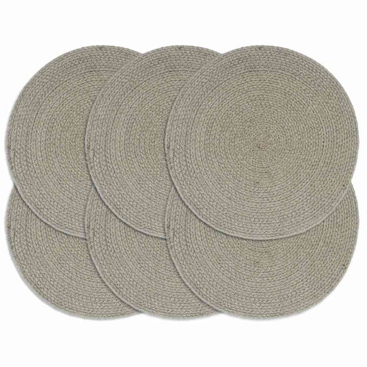 Placemat | Set of 6 | Plain Grey | 100% Cotton | 38 cm diameter