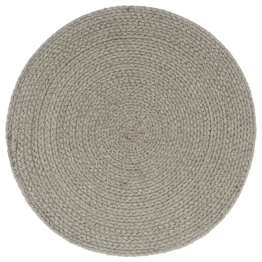 Placemat | Set of 6 | Plain Grey | 100% Cotton | 38 cm diameter