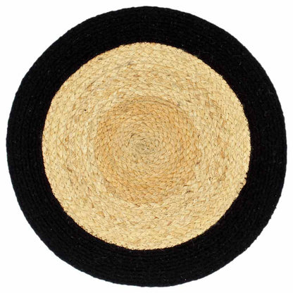 Placemat | Set of 6 | Natural and Black | 70% Jute, 30% Cotton | 38 cm
