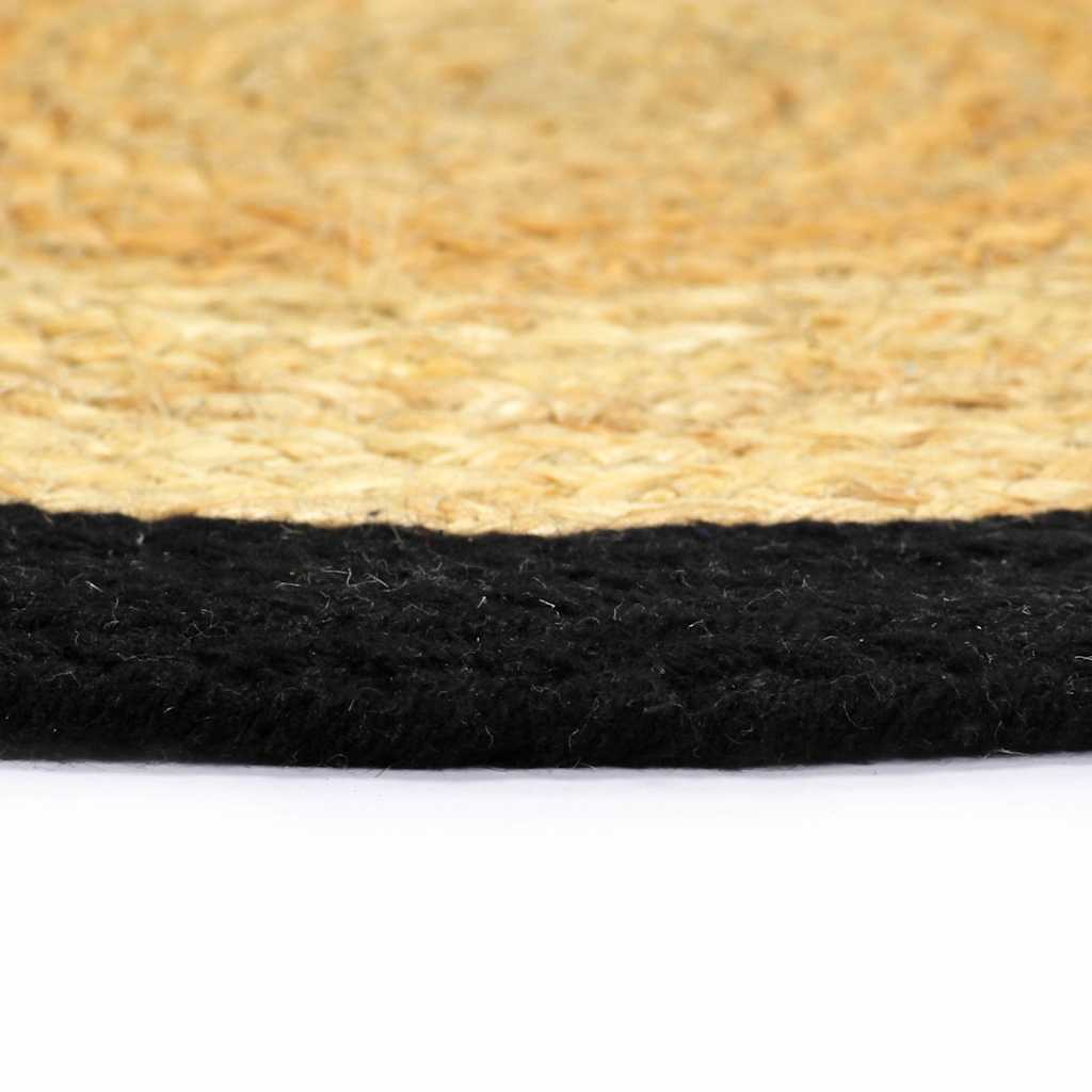 Placemat | Set of 6 | Natural and Black | 70% Jute, 30% Cotton | 38 cm