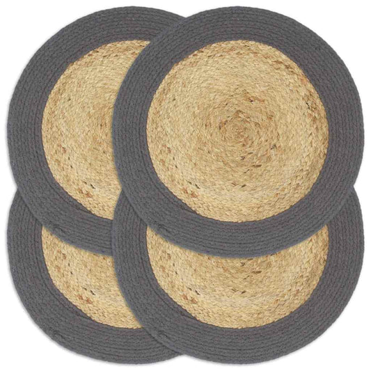 Placemat | Set of 4 | Natural and anthracite | 70% Jute, 30% Cotton