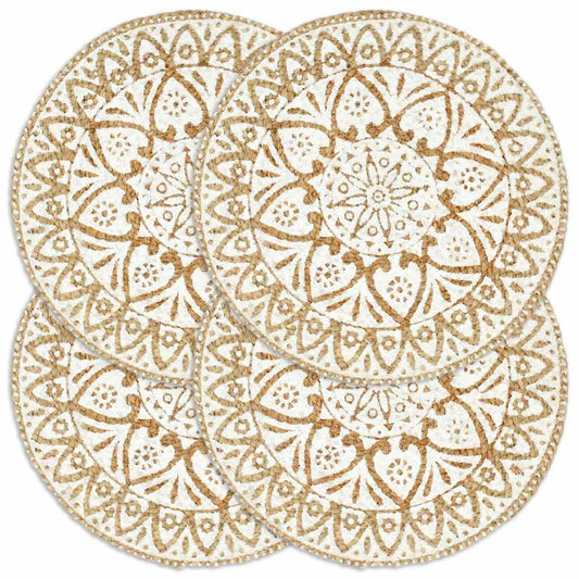 Placemat |  Set of 4 | White | Jute | 38 cm diameter |   Non-slip