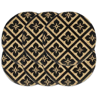 Placemat | Set of 6 | Black | Jute | 38 cm diameter | Non-slip | Placemat