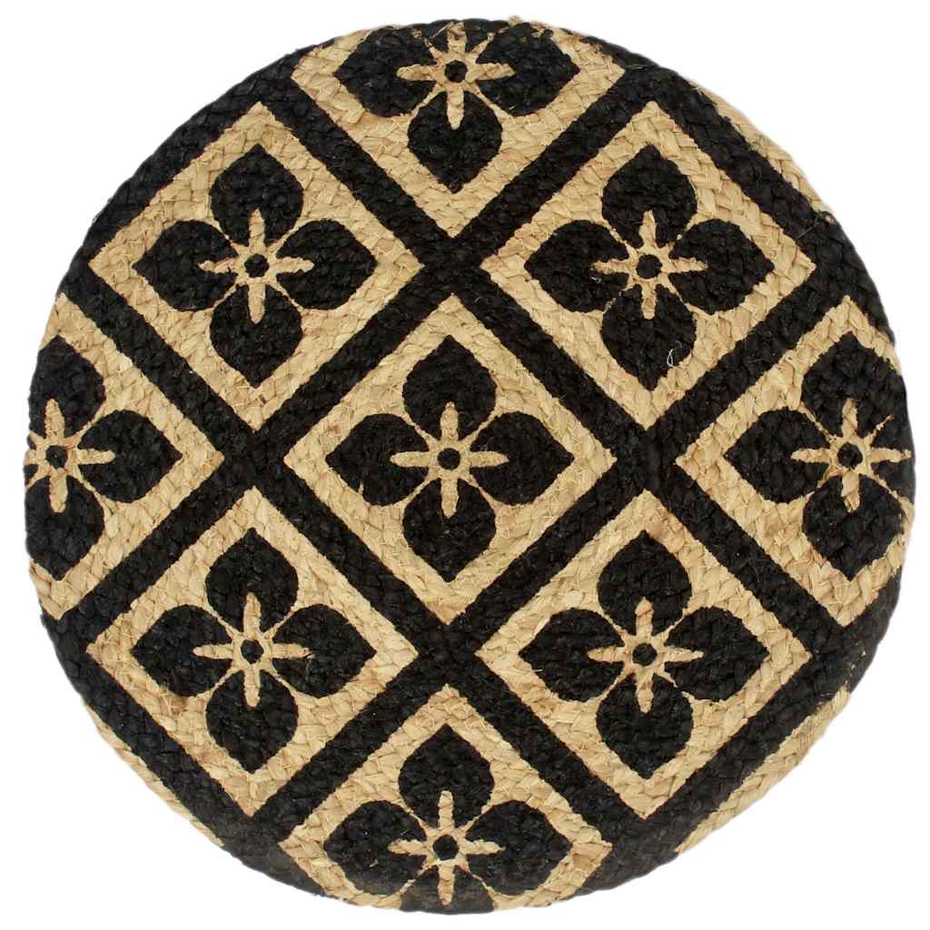 Placemat | Set of 6 | Black | Jute | 38 cm diameter | Non-slip | Placemat