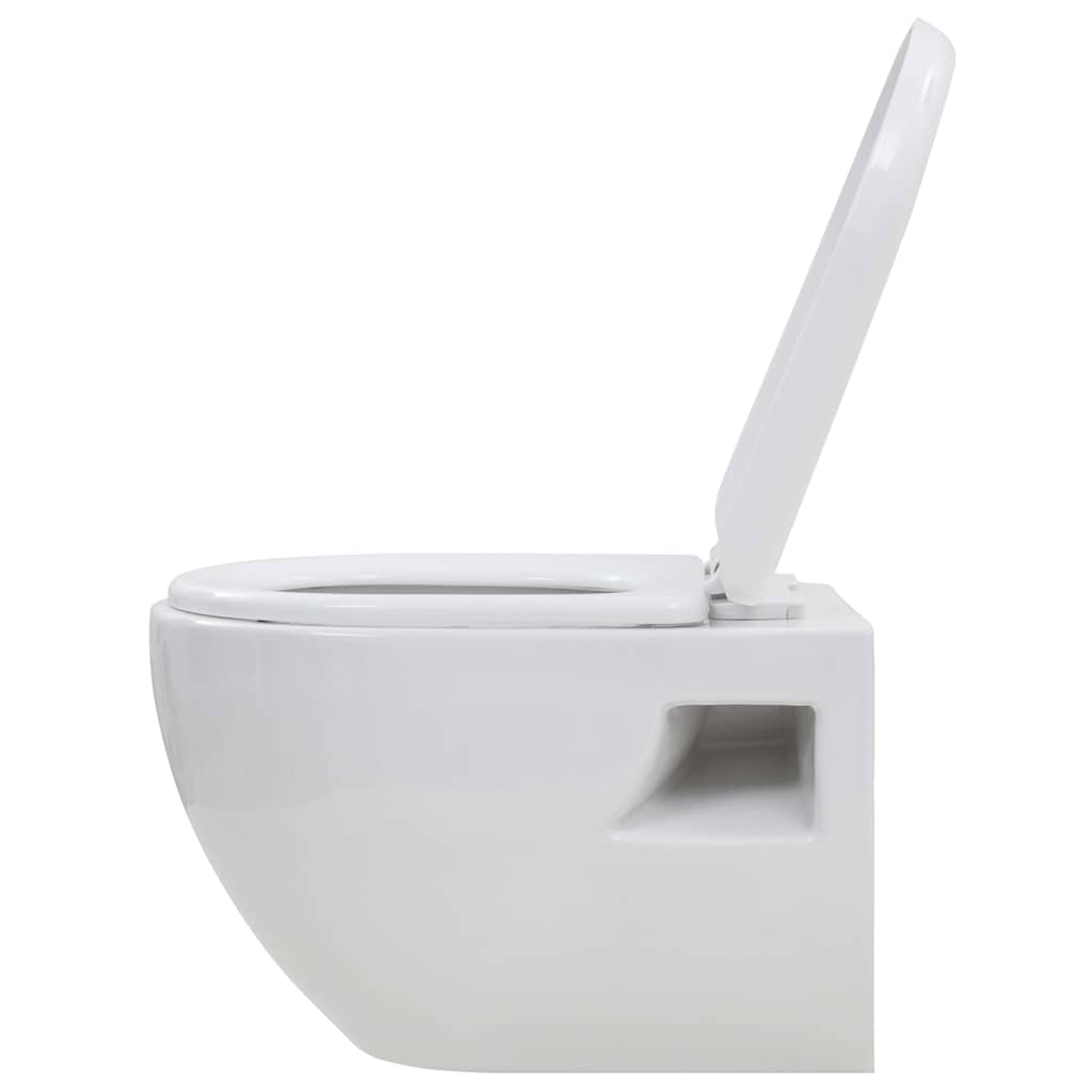 Wall-Hung Toilet with Concealed Cistern Ceramic White