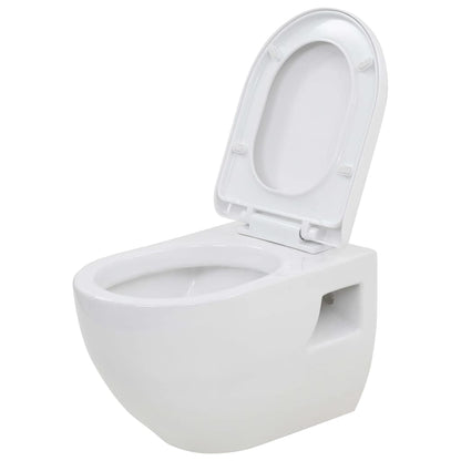 Wall-Hung Toilet with Concealed Cistern Ceramic White