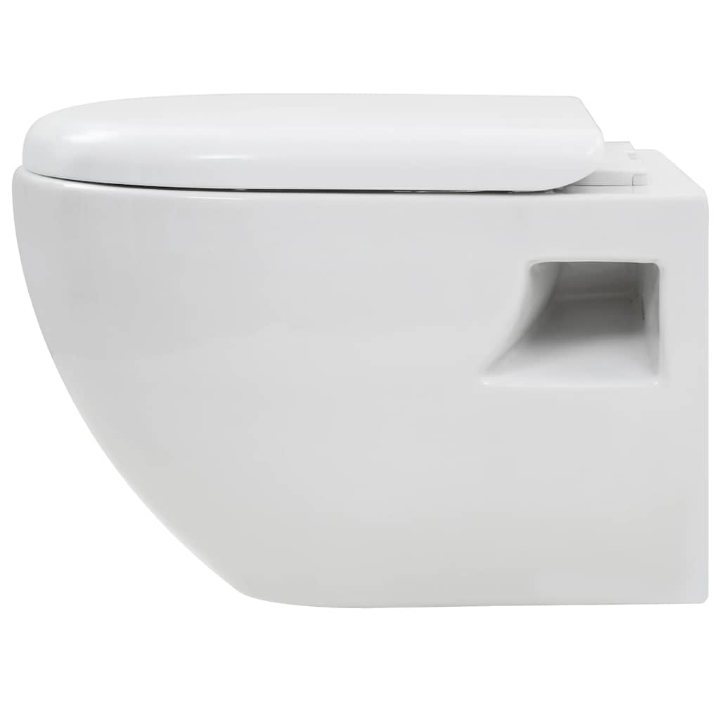Wall-Hung Toilet with Concealed Cistern Ceramic White