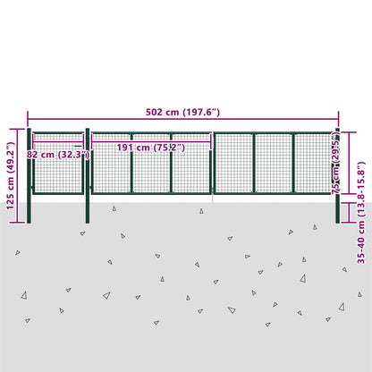 Garden Gate Steel 500x75 cm Green