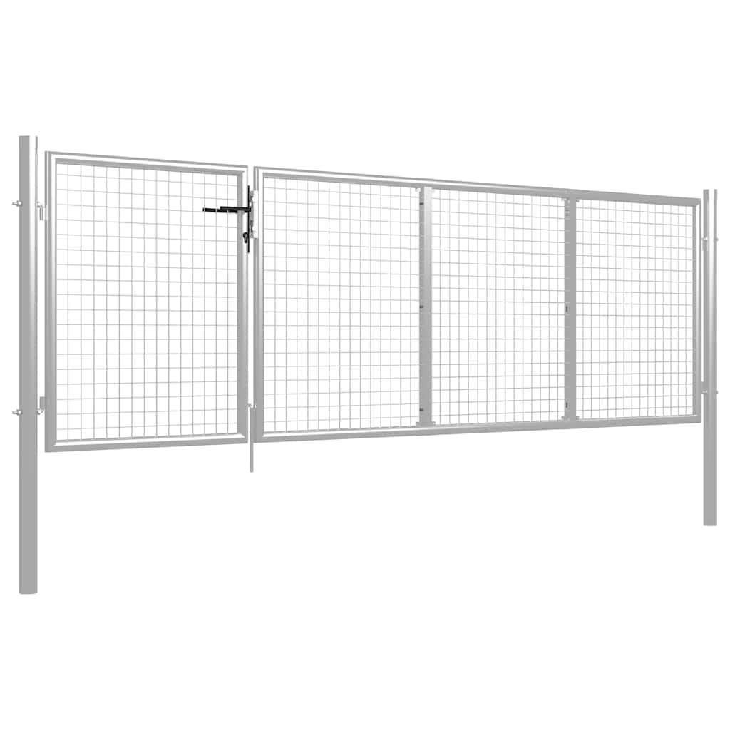 Garden Gate Steel 350x100 cm Silver