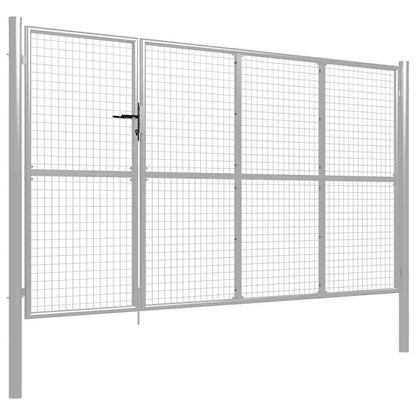 Garden Gate Steel 350x200 cm Silver